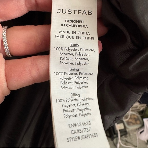 NWT JustFab long puffer coat black pockets vest - Picture 8 of 12